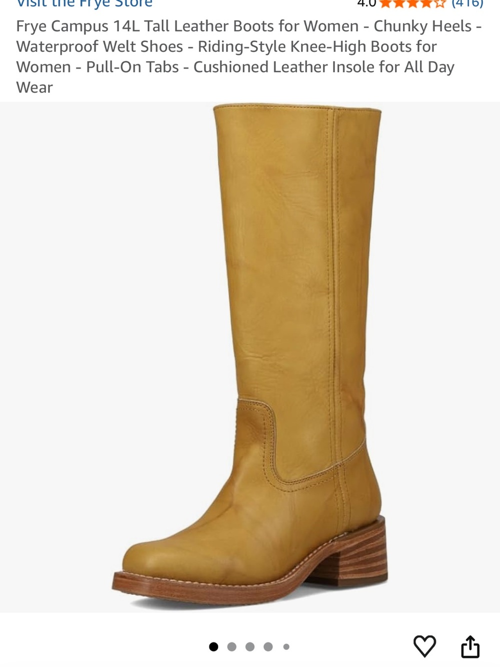 Frye Knee-High Leather Boots in Mustard Yellow